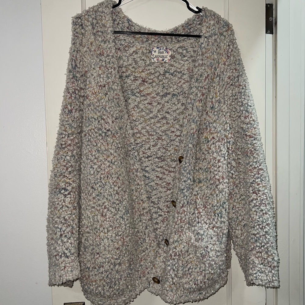 Cream multicolor cardigan